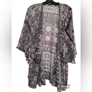 Zara bohemian print Kimono with beaded neckline size M
